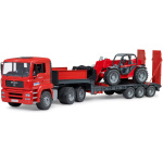 Man með flatvagni og Manitou Loader MLT