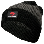 Húfa MF prjónuð sv/grá